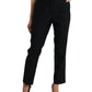 Black Wool High Waist Straight Pants