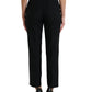 Black Wool High Waist Straight Pants