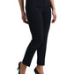 Blue Mid Waist Tapered Cropped Pants