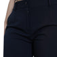 Blue Mid Waist Tapered Cropped Pants