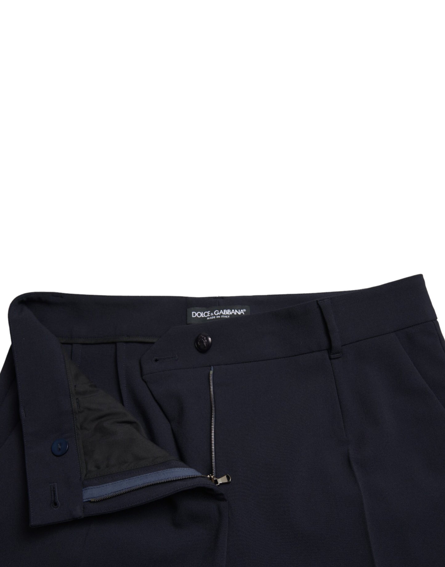 Blue Mid Waist Tapered Cropped Pants