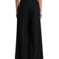 Black High Waist Front Slit Wide Leg Pants