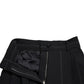 Black High Waist Front Slit Wide Leg Pants