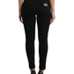 Black Cotton Mid Waist Skinny Denim Jeans