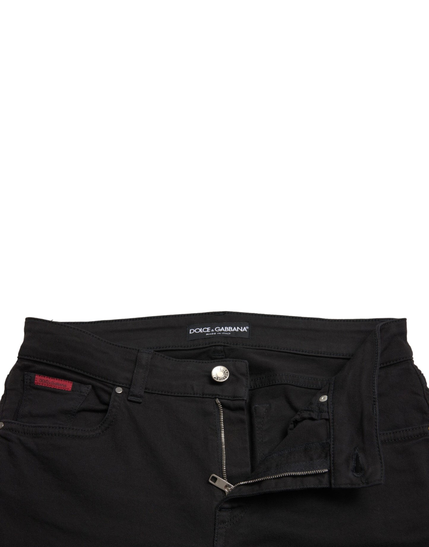 Black Cotton Mid Waist Skinny Denim Jeans