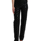 Black Wool DG Logo High Waist Straight Pants