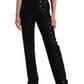 Black Wool DG Logo High Waist Straight Pants