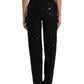Black Wool DG Logo High Waist Straight Pants