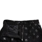 Black Wool DG Logo High Waist Straight Pants