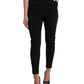 Black Wool Stretch High Waist Skinny Pants
