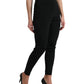Black Wool Stretch High Waist Skinny Pants
