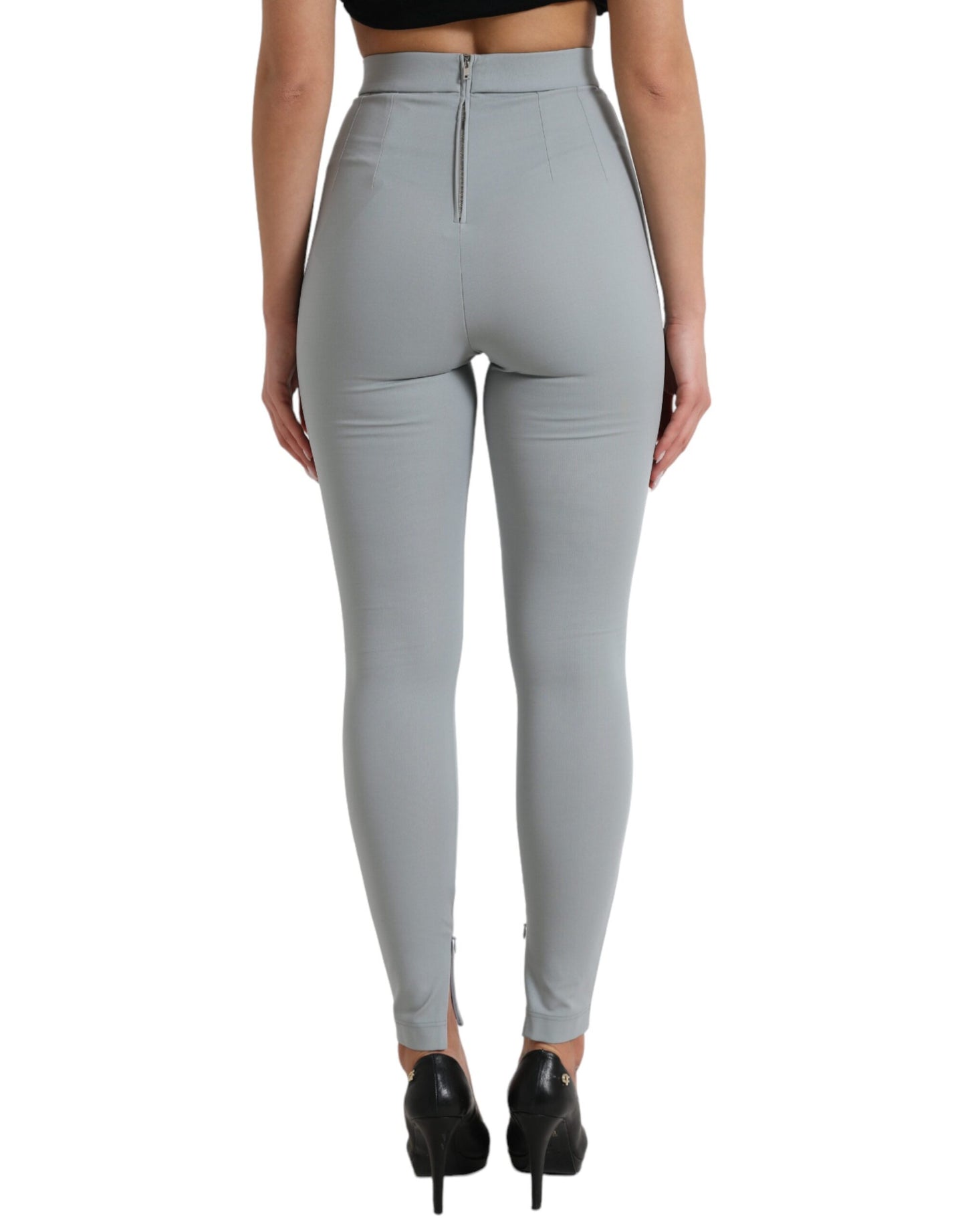 Gray Nylon Slim Trouser Pants