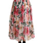 Floral Print High-Waist Silk Maxi Skirt