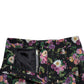 Black Floral Wool High Waist Wide Leg Pants