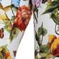 White Majolica Print High Waist Cropped Pants