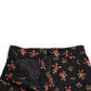 Black Floral Wool High Waist Tapered Pants