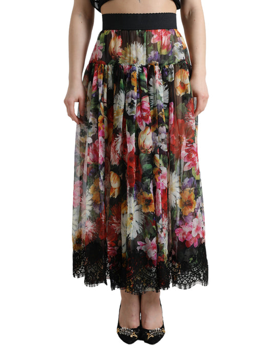 Elegant High Waist Floral Maxi Skirt