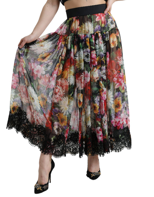 Elegant High Waist Floral Maxi Skirt