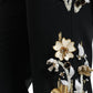 Black Floral Applique High Waist Tapered Pants
