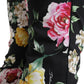 Black Floral Print Mid Waist Cropped Pants