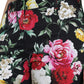 Black Floral Print Mid Waist Cropped Pants