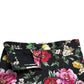 Black Floral Print Mid Waist Cropped Pants
