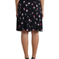 Black Rose High Waist A-line Knee Length Skirt