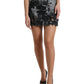 Black Gray Lace Cotton High Waist Denim Mini Skirt