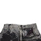 Black Gray Lace Cotton High Waist Denim Mini Skirt