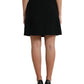 Black Wool Button High Waist Aline Mini Skirt