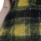 Yellow Black Brushed Checked Wool Pencil Cut Skirt