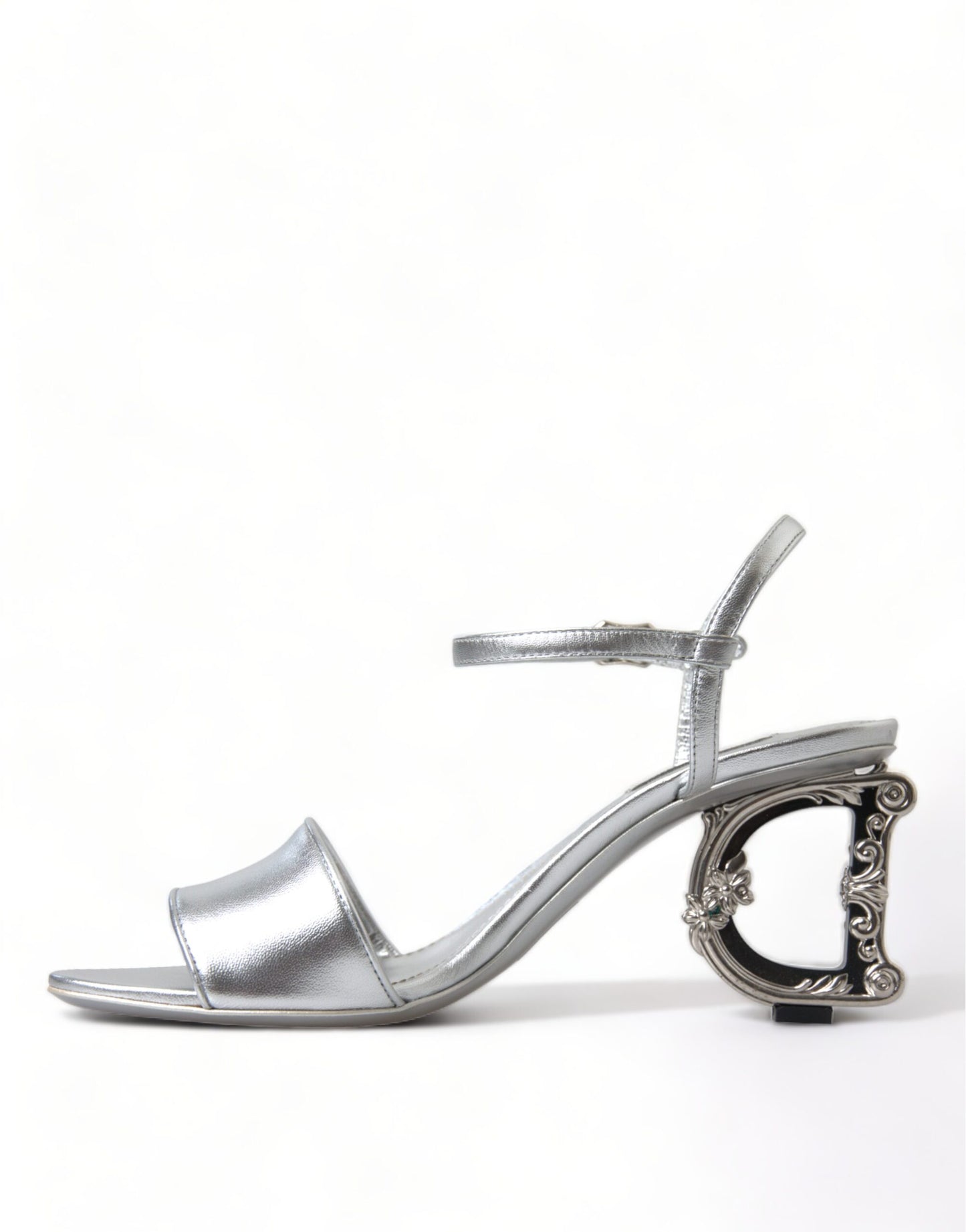 Silver Elegance Ankle Strap Sandals