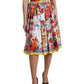 Multicolor Majolica High Waist A-line Skirt
