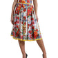 Multicolor Majolica High Waist A-line Skirt