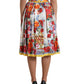 Multicolor Majolica High Waist A-line Skirt