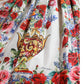 Multicolor Majolica High Waist A-line Skirt