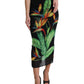 Black Strelitzia High Waist Pencil Cut Skirt