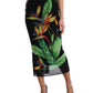 Black Strelitzia High Waist Pencil Cut Skirt