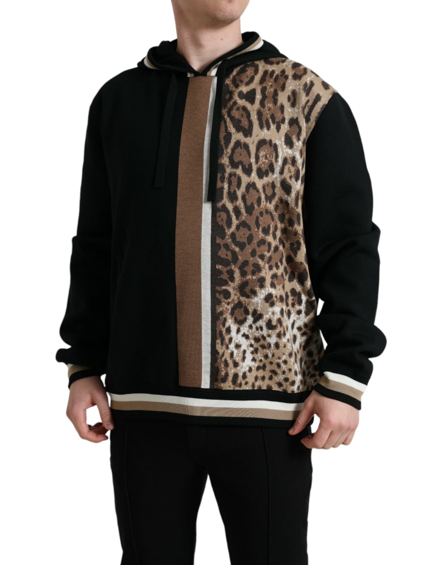 Black Leopard Hooded Sweatshirt Sweater