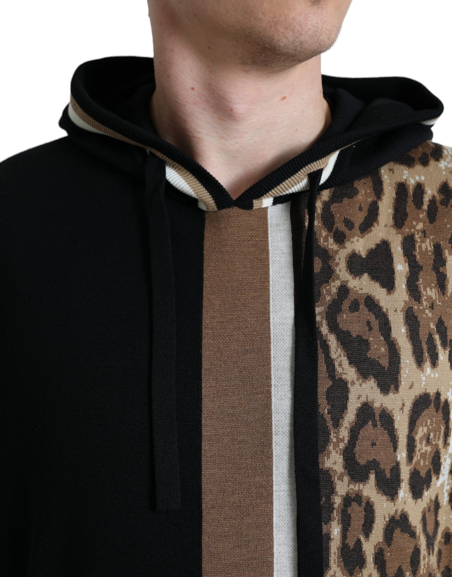 Black Leopard Hooded Sweatshirt Sweater