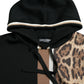 Black Leopard Hooded Sweatshirt Sweater
