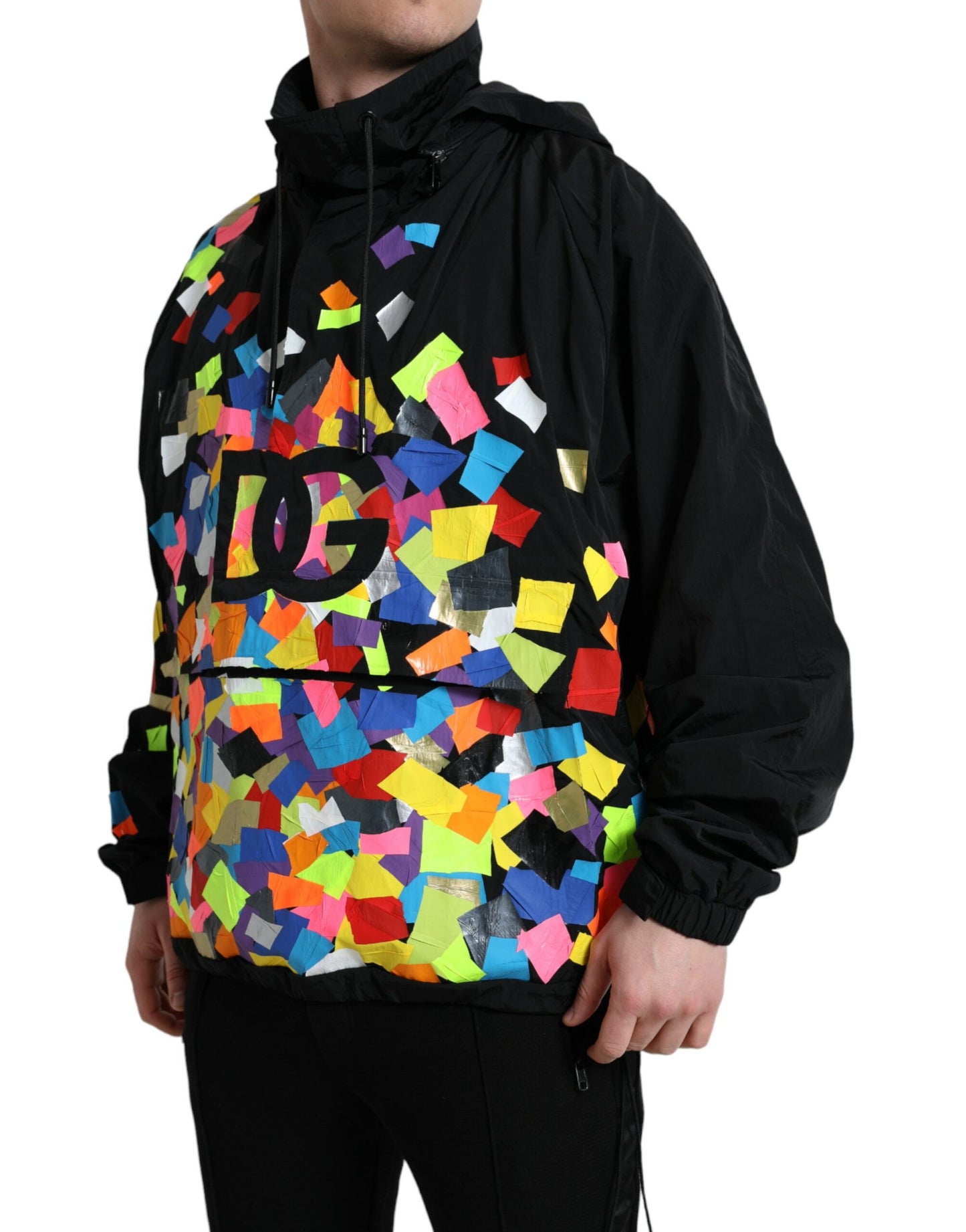 Multicolor Nylon Hooded Pullover Sweater