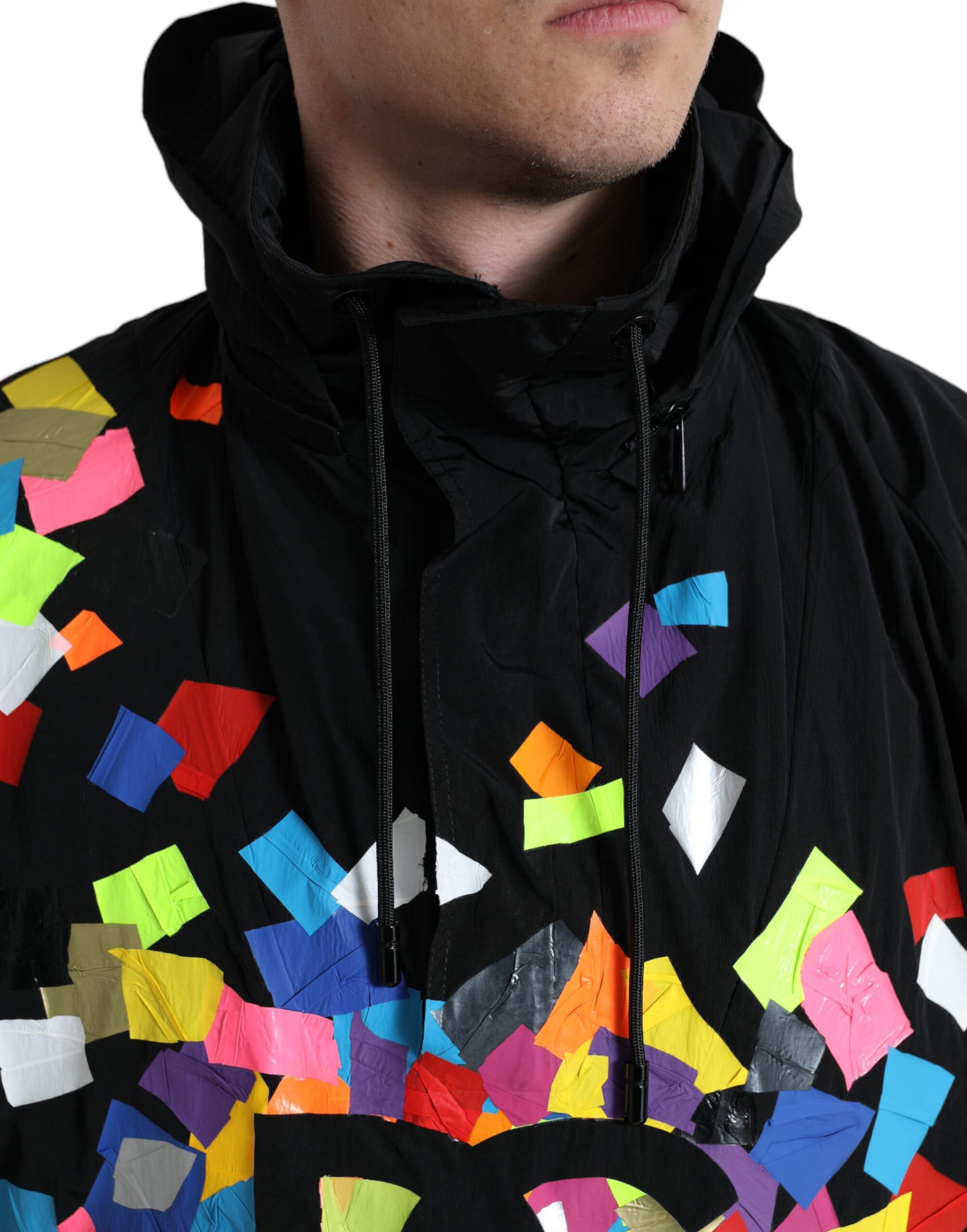 Multicolor Nylon Hooded Pullover Sweater