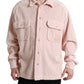 Pink Cotton Collared Button Shirt Sweater