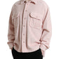 Pink Cotton Collared Button Shirt Sweater