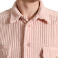 Pink Cotton Collared Button Shirt Sweater