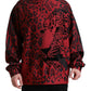 Red Leopard Print Crewneck Pullover Sweater