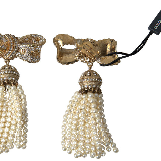 Elegant Bow Beaded Tassel Earrings