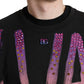 Black Embellished Crewneck Pullover Sweater