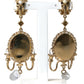 Gold Plated Mirror Chandelier Earrings